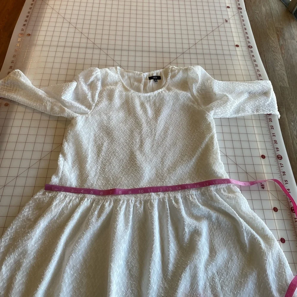 Lucca Couture NWOT size small beautiful white pattern summer sun dress